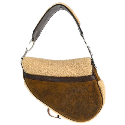 Christian Dior Brown Mouton Saddle Handbag