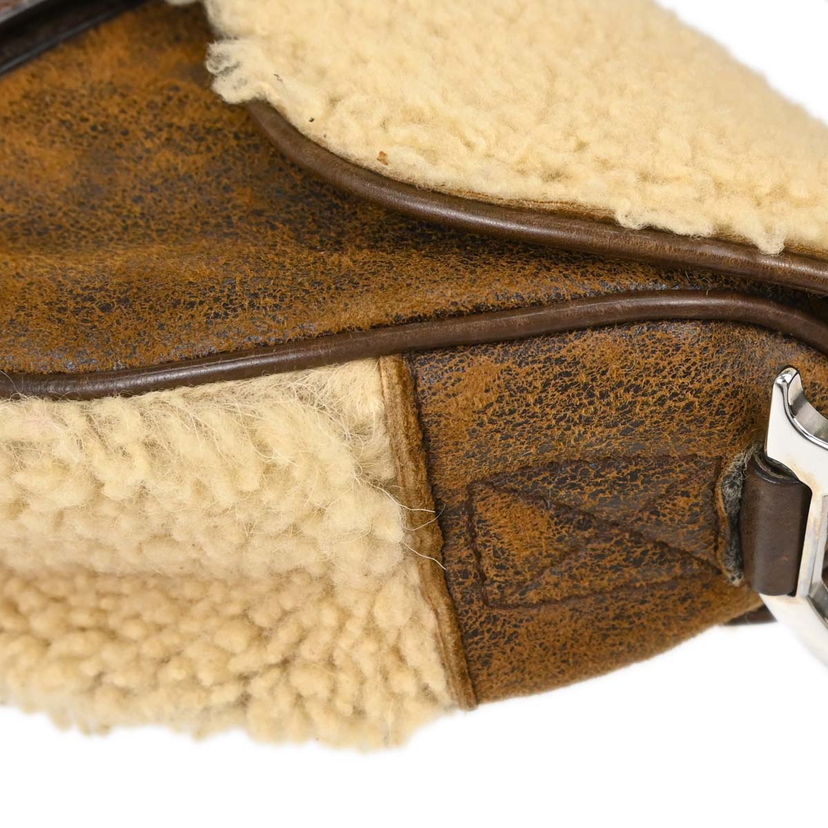 Christian Dior Brown Mouton Saddle Handbag