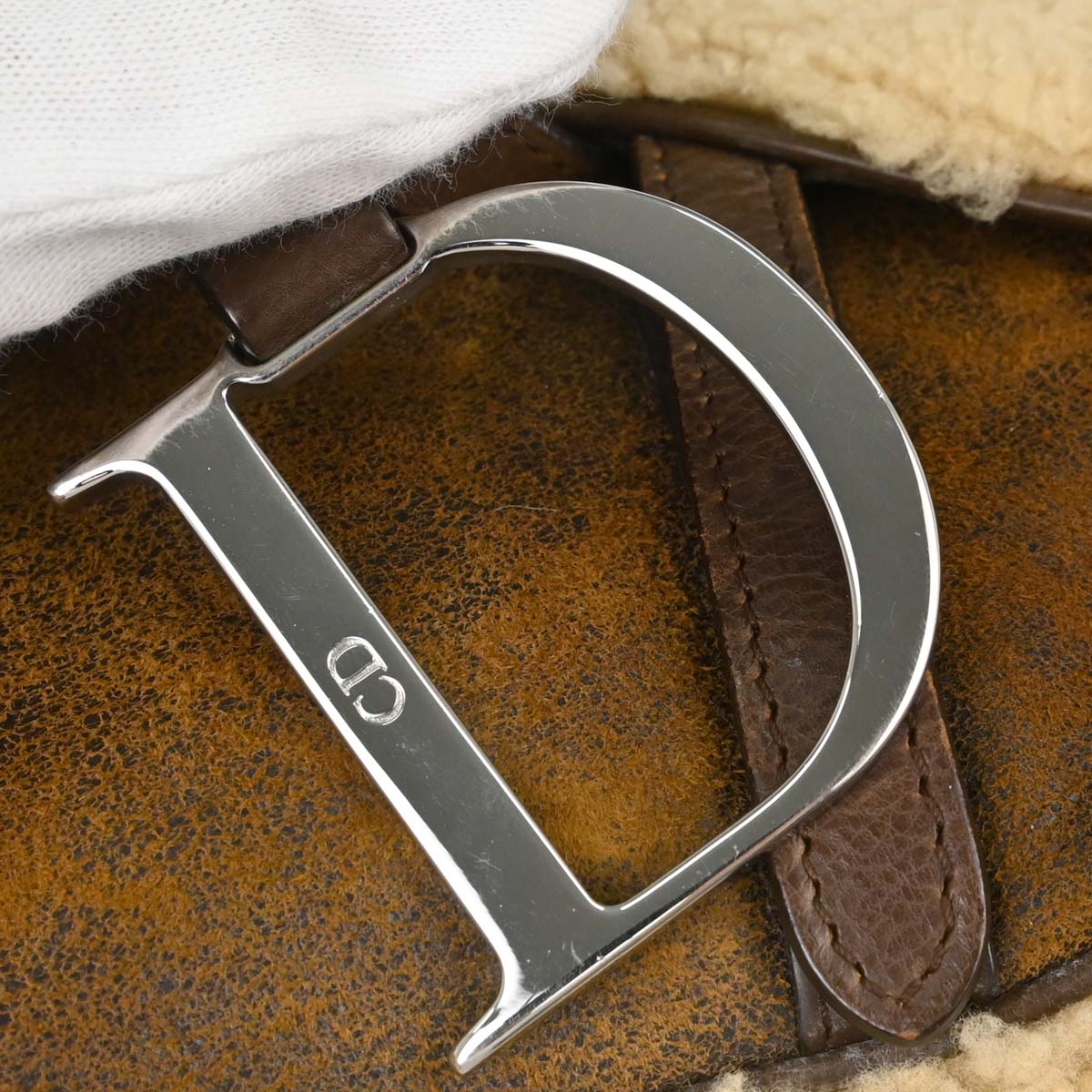 Christian Dior Brown Mouton Saddle Handbag