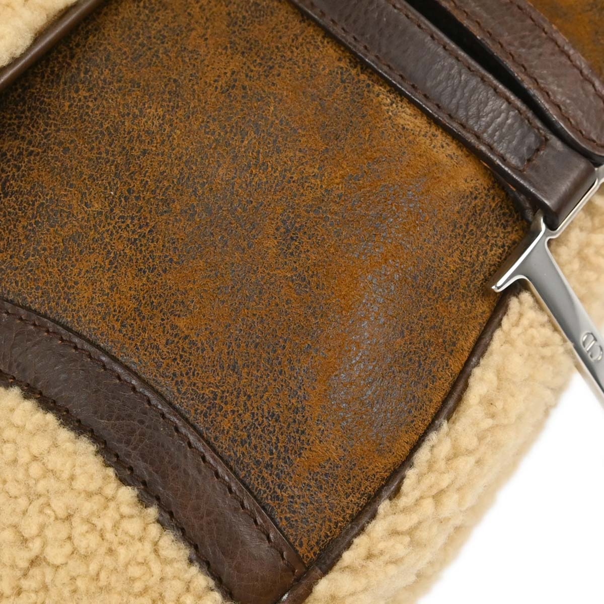 Christian Dior Brown Mouton Saddle Handbag
