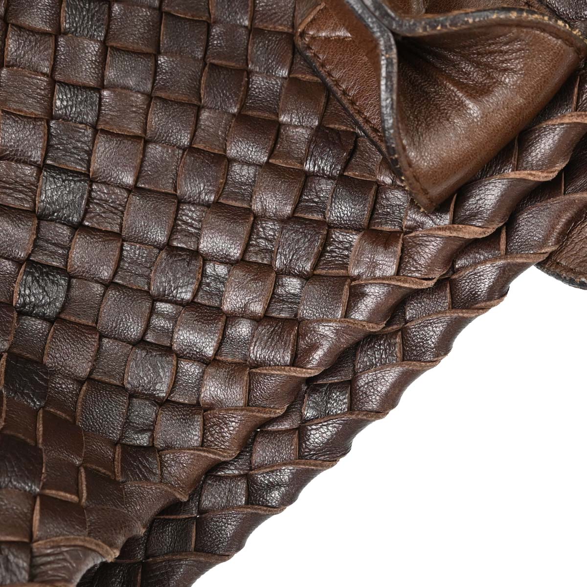 Bottega Veneta Brown Lambskin Intrecciato Cabat MM Tote Handbag