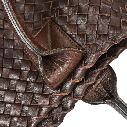 Bottega Veneta Brown Lambskin Intrecciato Cabat MM Tote Handbag