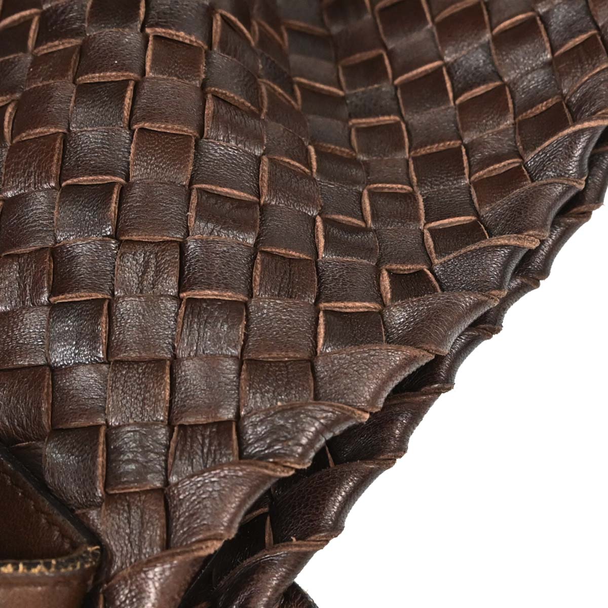 Bottega Veneta Brown Lambskin Intrecciato Cabat MM Tote Handbag