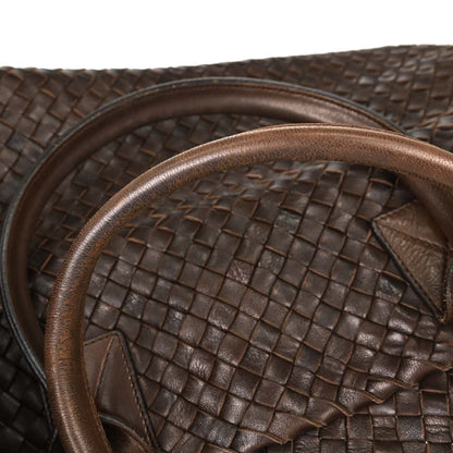 Bottega Veneta Brown Lambskin Intrecciato Cabat MM Tote Handbag