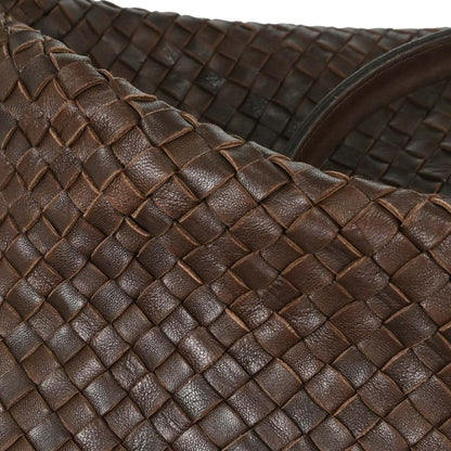 Bottega Veneta Brown Lambskin Intrecciato Cabat MM Tote Handbag