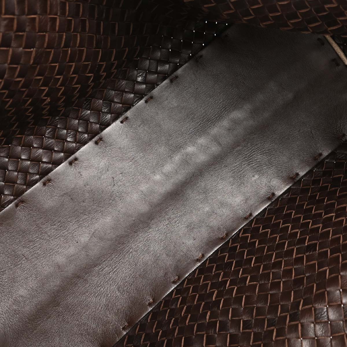 Bottega Veneta Brown Lambskin Intrecciato Cabat MM Tote Handbag