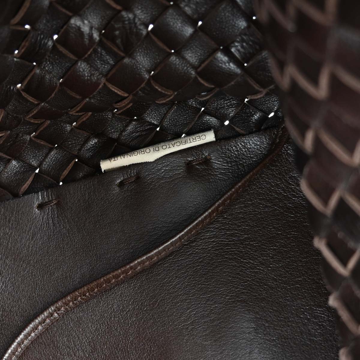 Bottega Veneta Brown Lambskin Intrecciato Cabat MM Tote Handbag