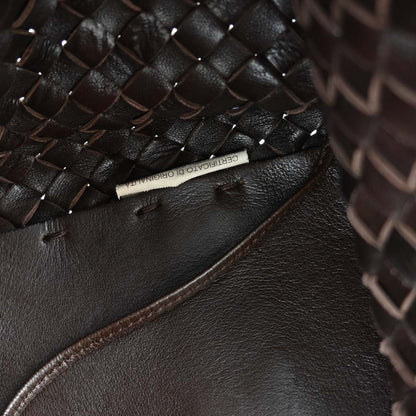 Bottega Veneta Brown Lambskin Intrecciato Cabat MM Tote Handbag