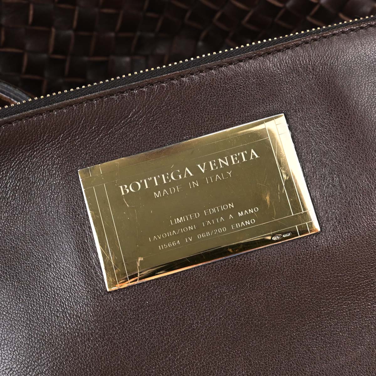 Bottega Veneta Brown Lambskin Intrecciato Cabat MM Tote Handbag