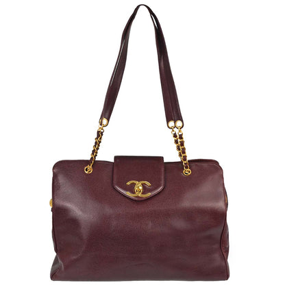 Chanel Burgundy Caviar Skin Supermodel Tote Shoulder Bag