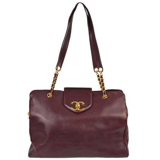Chanel Burgundy Caviar Skin Supermodel Tote Shoulder Bag