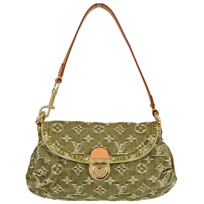 Louis Vuitton Khaki Monogram Denim Mini Pleaty Handbag M95217