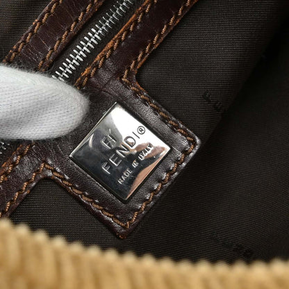 Fendi Brown Corduroy Handbag
