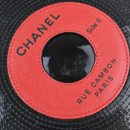 Chanel Black Patent Leather Lambskin Record Clutch Bag
