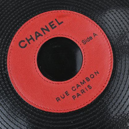 Chanel Black Patent Leather Lambskin Record Clutch Bag