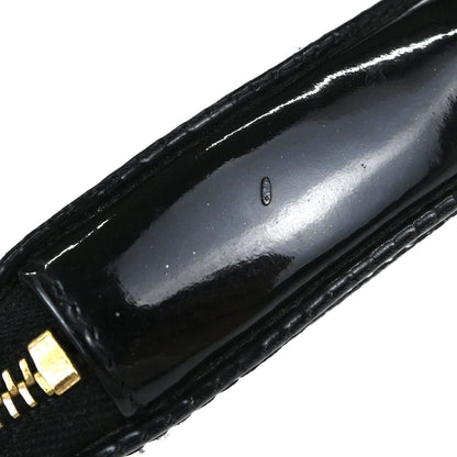 Chanel Black Patent Leather Lambskin Record Clutch Bag