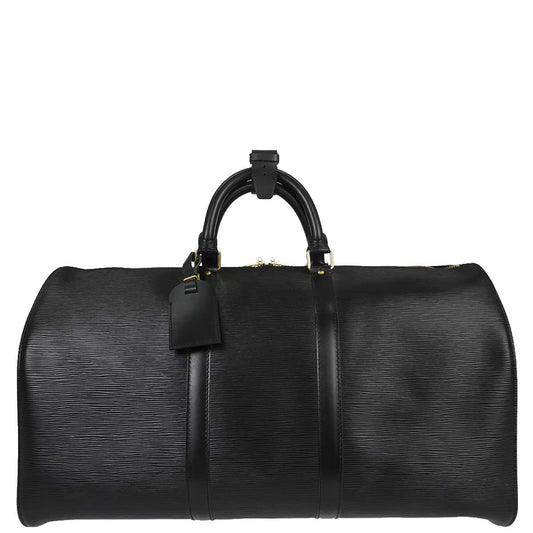 Louis Vuitton Black Epi Keepall 50 Travel Handbag M42962