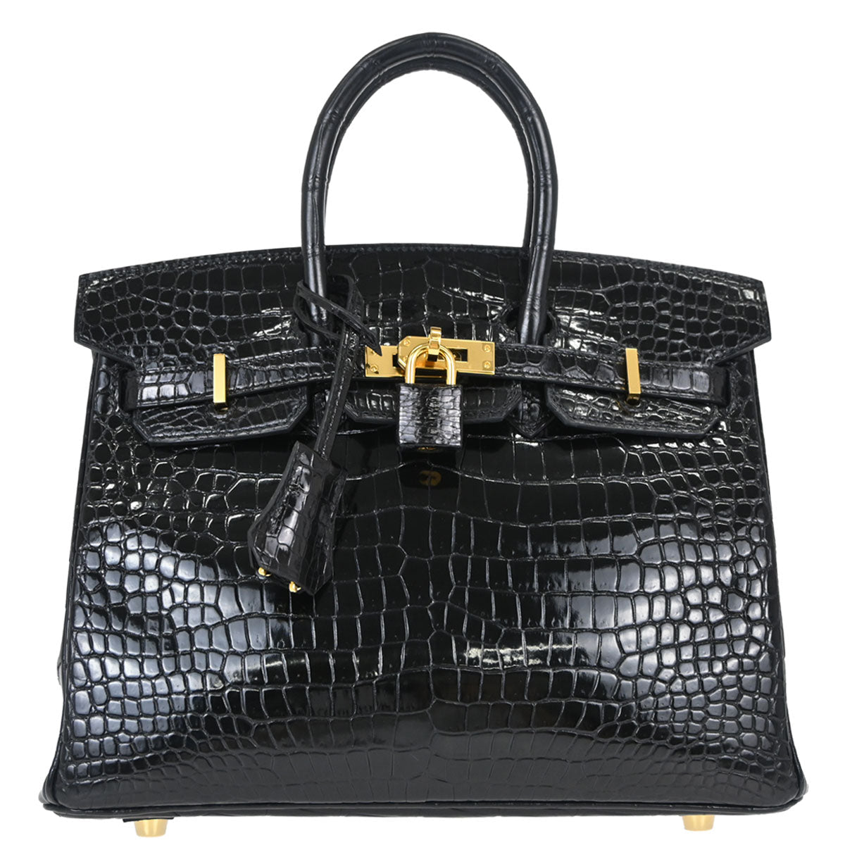 Hermes * Black Porosus Birkin 25 Handbag