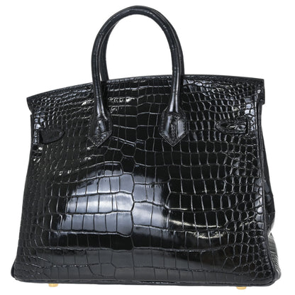 Hermes * Black Porosus Birkin 25 Handbag