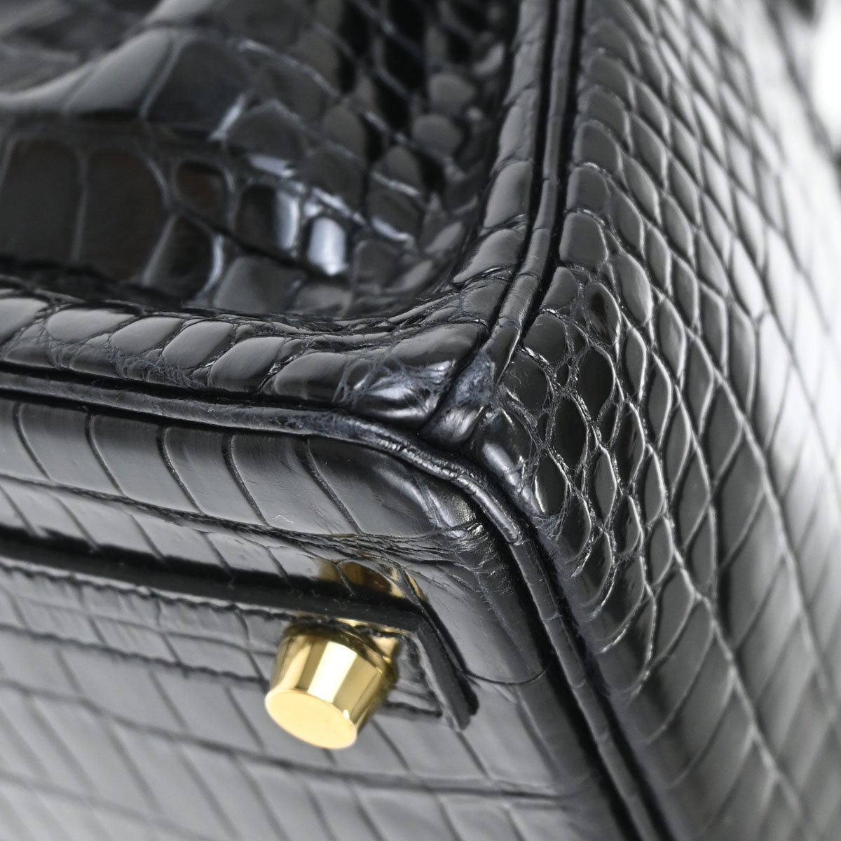 Hermes * Black Porosus Birkin 25 Handbag