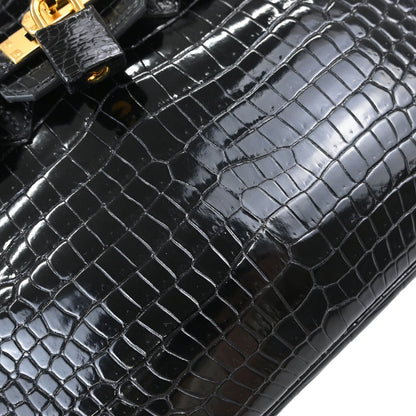 Hermes * Black Porosus Birkin 25 Handbag