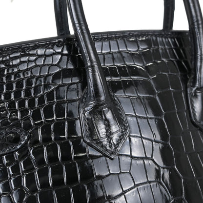 Hermes * Black Porosus Birkin 25 Handbag
