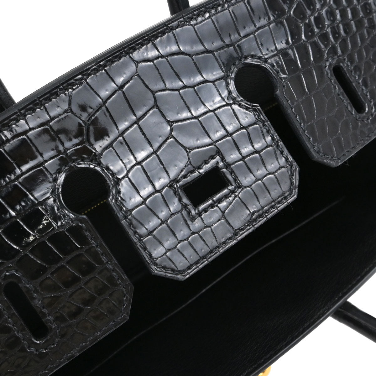 Hermes * Black Porosus Birkin 25 Handbag