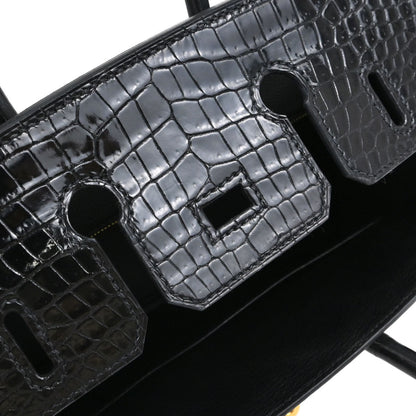 Hermes * Black Porosus Birkin 25 Handbag