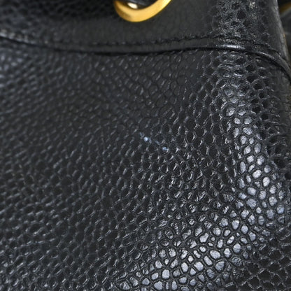 Chanel 1994-1996 Black Caviar Skin Triple CC Drawstring Shoulder Bag