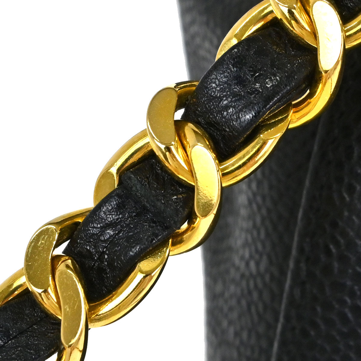Chanel 1994-1996 Black Caviar Skin Triple CC Drawstring Shoulder Bag
