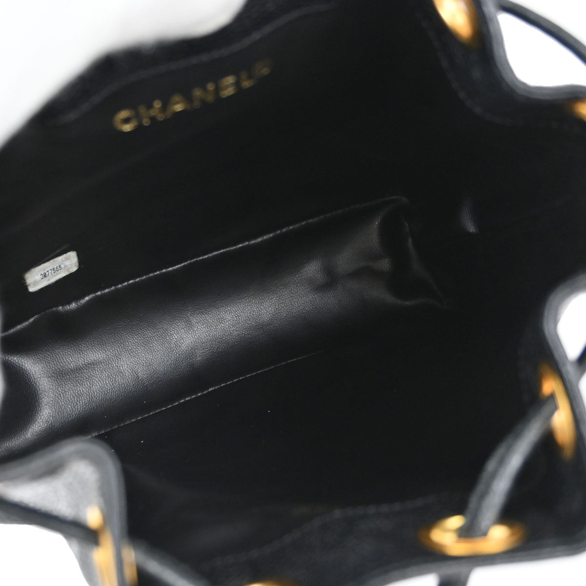 Chanel 1994-1996 Black Caviar Skin Triple CC Drawstring Shoulder Bag
