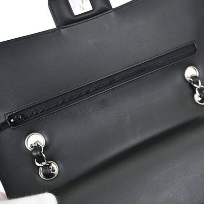 Chanel Black Pink Patent Leather Medium Classic Double Flap Shoulder Bag