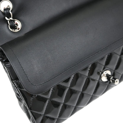 Chanel Black Pink Patent Leather Medium Classic Double Flap Shoulder Bag