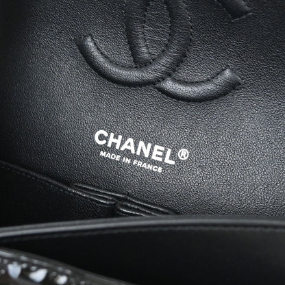 Chanel Black Pink Patent Leather Medium Classic Double Flap Shoulder Bag