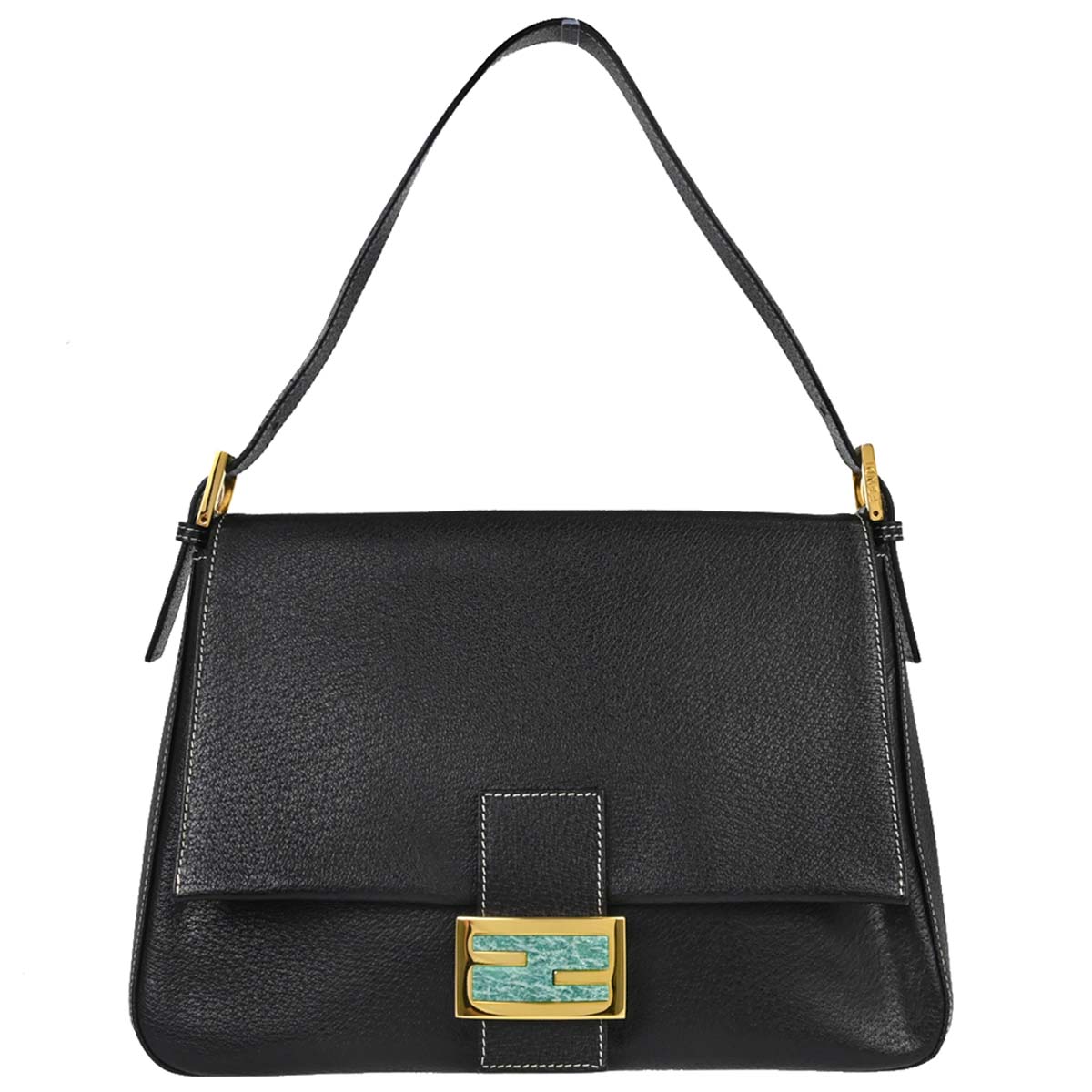 Fendi Black Leather Mamma Baguette Handbag
