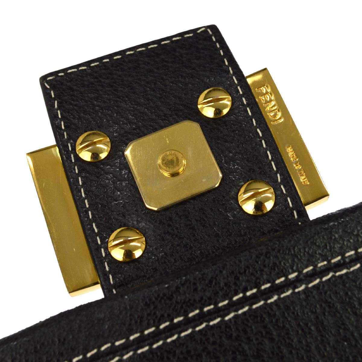 Fendi Black Leather Mamma Baguette Handbag