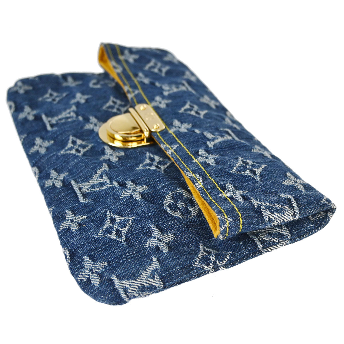 Louis Vuitton Blue Monogram Denim Pochette Plat Clutch Bag M95007