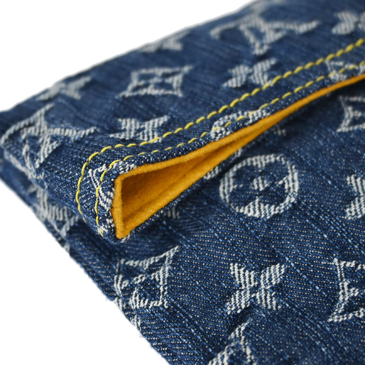 Louis Vuitton Blue Monogram Denim Pochette Plat Clutch Bag M95007