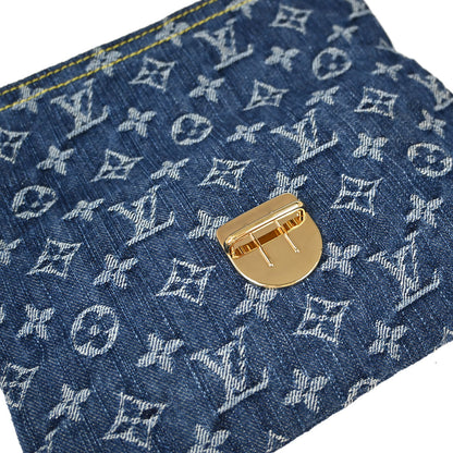 Louis Vuitton Blue Monogram Denim Pochette Plat Clutch Bag M95007