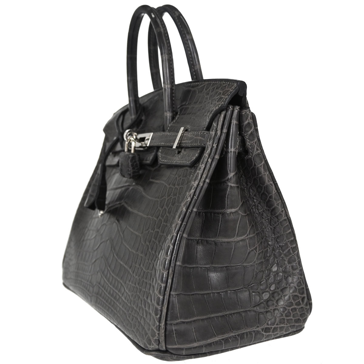 Hermes * Graphite Matt Alligator Birkin 25 Handbag