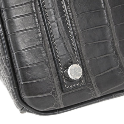 Hermes * Graphite Matt Alligator Birkin 25 Handbag