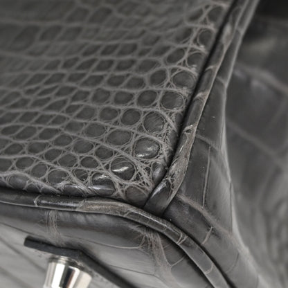 Hermes * Graphite Matt Alligator Birkin 25 Handbag