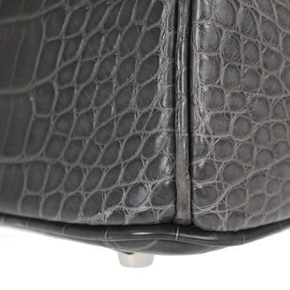 Hermes * Graphite Matt Alligator Birkin 25 Handbag