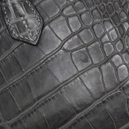 Hermes * Graphite Matt Alligator Birkin 25 Handbag