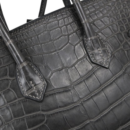 Hermes * Graphite Matt Alligator Birkin 25 Handbag