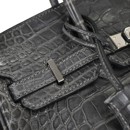 Hermes * Graphite Matt Alligator Birkin 25 Handbag