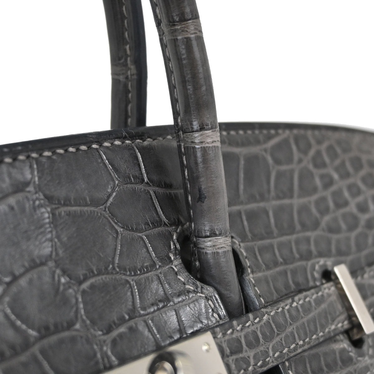 Hermes * Graphite Matt Alligator Birkin 25 Handbag