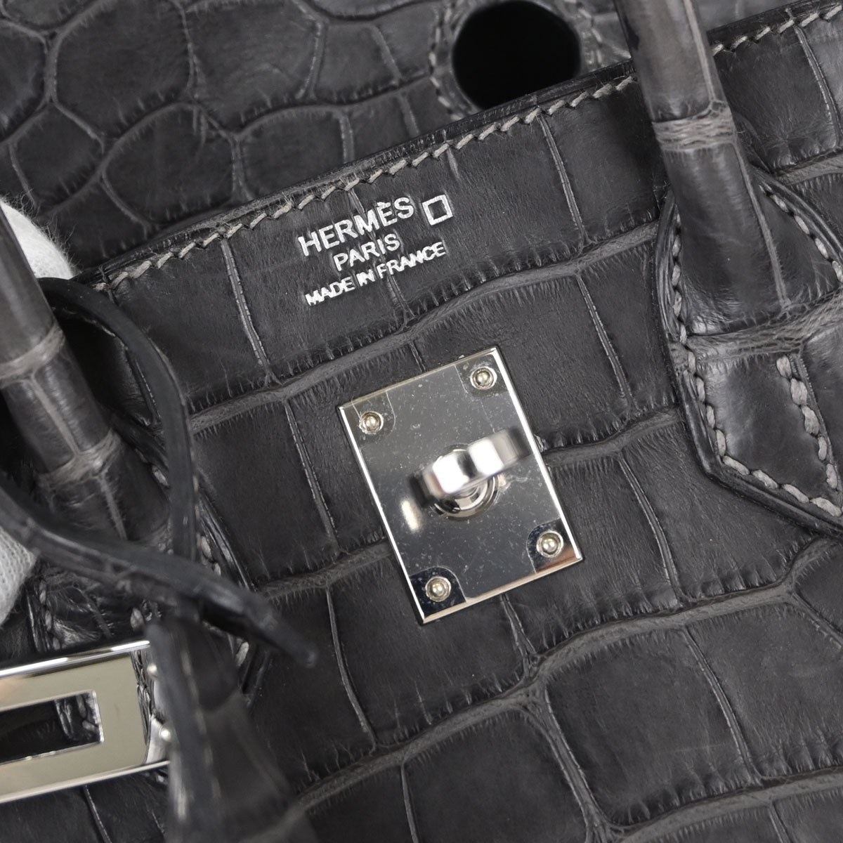 Hermes * Graphite Matt Alligator Birkin 25 Handbag