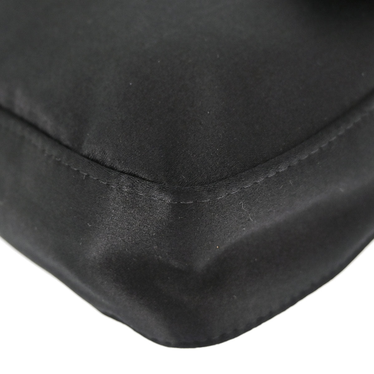 Fendi Black Satin Embossed Leather Baguette Handbag
