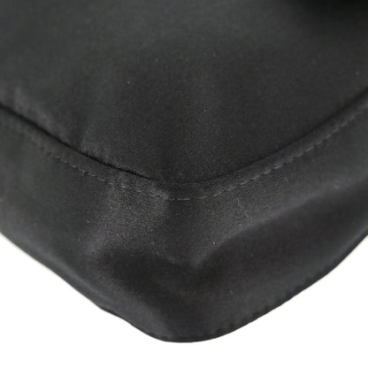 Fendi Black Satin Embossed Leather Baguette Handbag